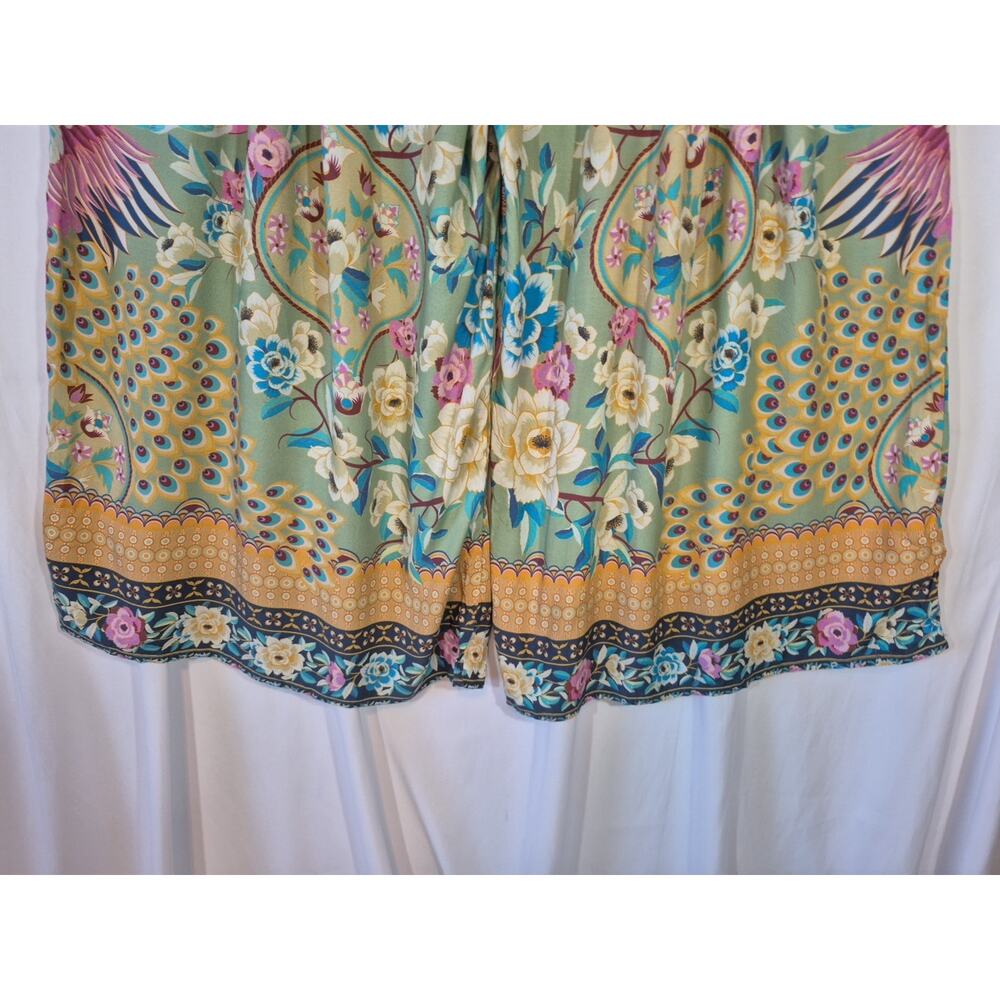 Aratta Silent Journey Wide Leg Pants Sage Green Bird Floral XL New w/Tag - Picture 14 of 15